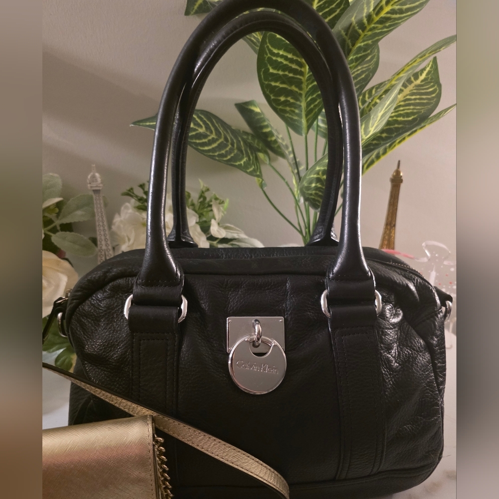 Calvin Klein Black Leather Satchel
